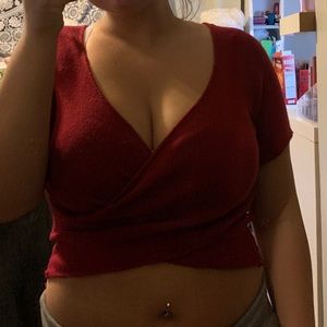 A red crop top